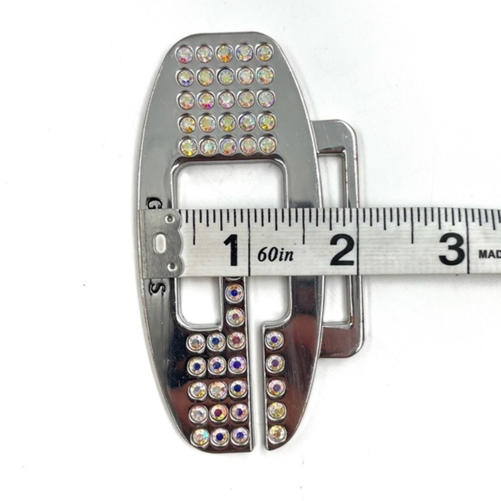 Guess Silver Rhinestone Belt Buckle - Picture 4 of 5